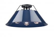  3306-3FM BLK-NVY - Orwell BLK 3 Light Flush Mount in Matte Black with Matte Navy shade